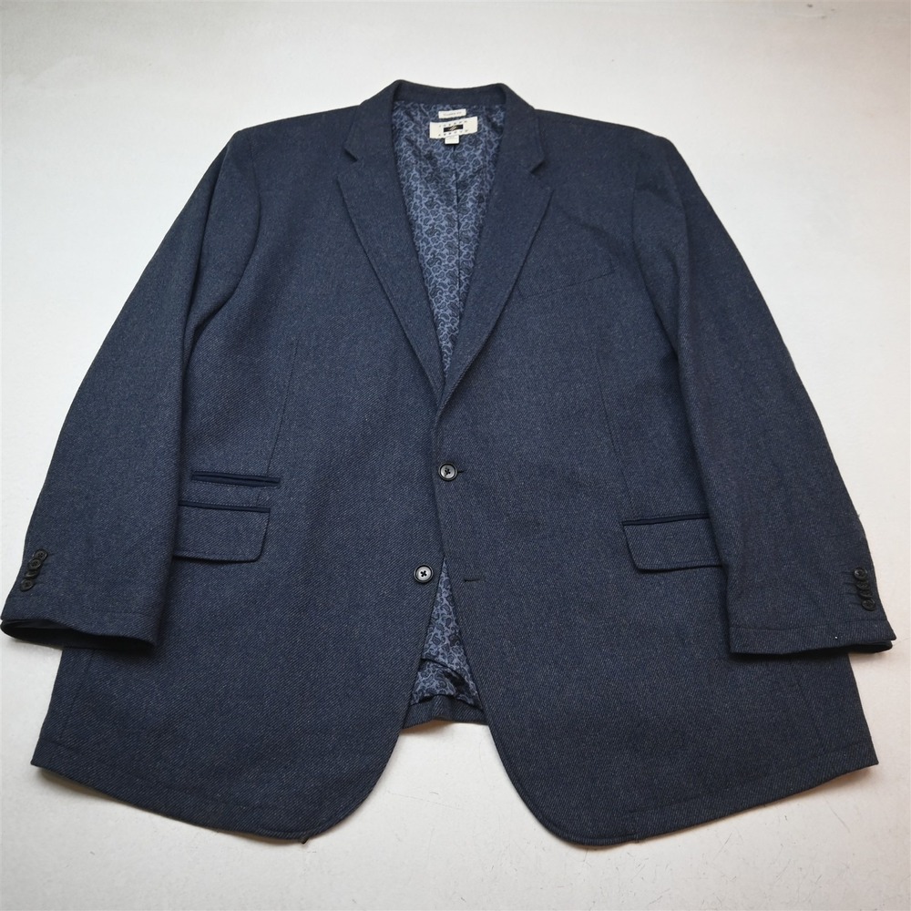 Joseph Abboud 58R Blue Wool Flannel Classic Mens Blazer Suit Jacket Sport Coat